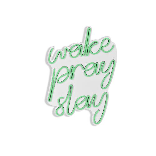 Wallity Ukrasna plastična LED rasvjeta, Wake Pray Slay - Green slika 6