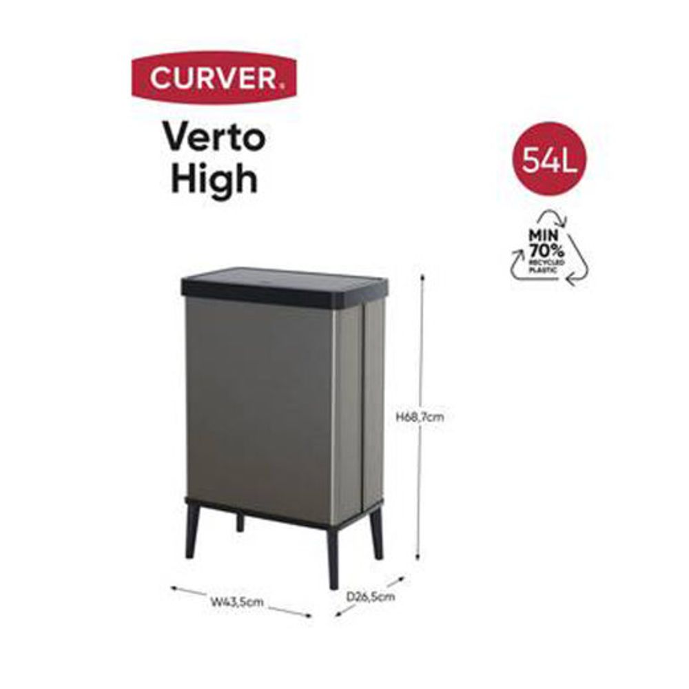 Curver kanta za otpatke 54L-nogice siva VERTO slika 2