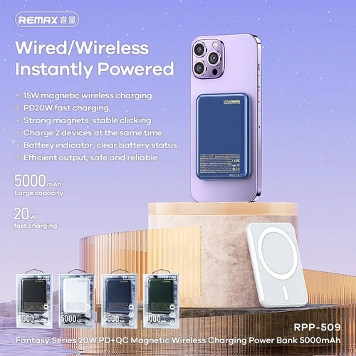 Power bank Magsafe REMAX RPP-509 Fantasy Series PD 20W + Wireless 15W Fast Charging 5000mAh beli slika 2