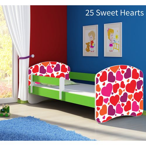 Dječji krevet ACMA s motivom, bočna zelena 160x80 cm 25-sweet-hearts slika 1