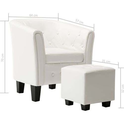 Fotelja od umjetne kože s osloncem za noge bijela slika 29