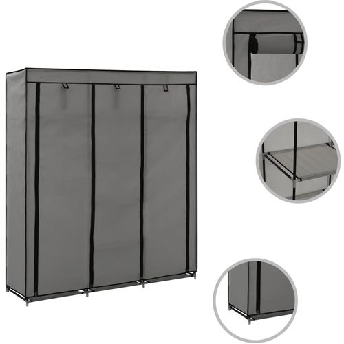 282456 Wardrobe with Compartments and Rods Grey 150x45x175 cm Fabric slika 12