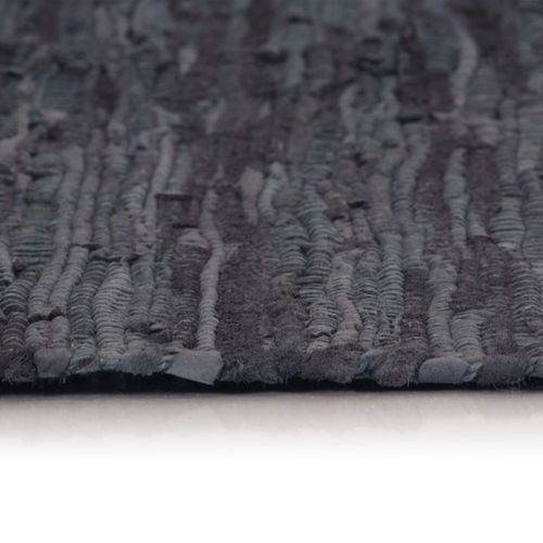 Ručno tkani tepih Chindi od kože 190 x 280 cm sivi slika 3