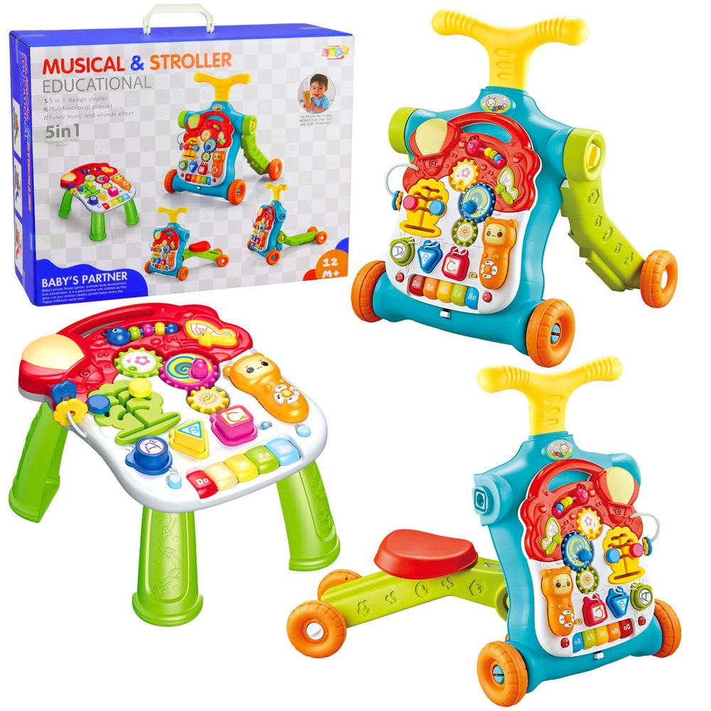 Walker Pusher Scooter Educational Table Interactive Panel 5 u 1 Šareni slika 1