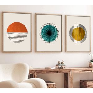 Huhu12 - 70 x 50 Multicolor Decorative Framed MDF Painting (3 Pieces)