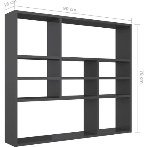 Zidna polica visoki sjaj siva 90 x 16 x 78 cm od iverice slika 17