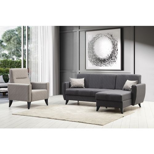 Zaden L - Dark Grey Dark Grey Sofa Set slika 1