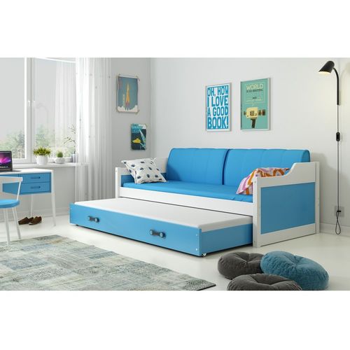 Drveni dečiji krevet Dawid sa dodatnim krevetom - 190x80 cm - plavi slika 1