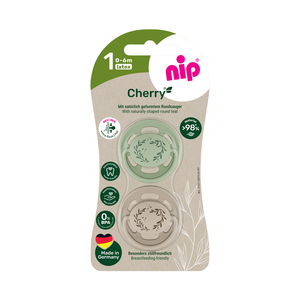 nip® Duda varalica Cherry 0-6mj (veličina 1) - Latex, 2kom Zelena/Bež