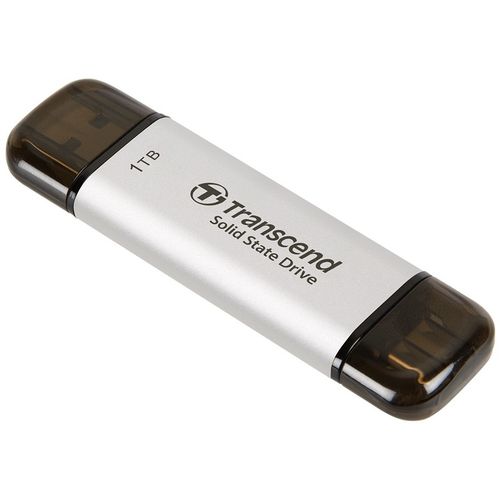 Transcend TS1TESD310S 1TB, Portable SSD, ESD310, USB 3.1 Gen 2, USB Type-A/USB Type-C, Write up to 950 MB/s, Read up to 1050 MB/s, Silver slika 1