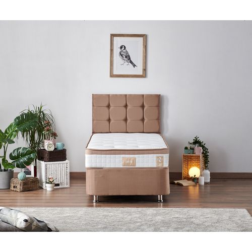 Woody Fashion Jednostruki madrac, baza i uzglavlje, Svijetlo smeđa, Latte - Light Brown (90 x 200) slika 2