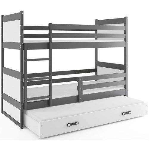 Drveni dječji krevet na sprat Rico sa tri kreveta - 160x80cm - Sivi/Bijeli slika 2