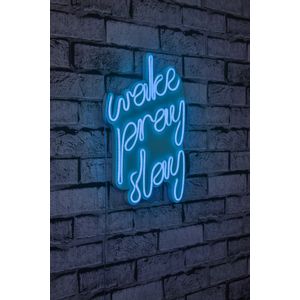 Wallity Ukrasna plastična LED rasvjeta, Wake Pray Slay - Blue