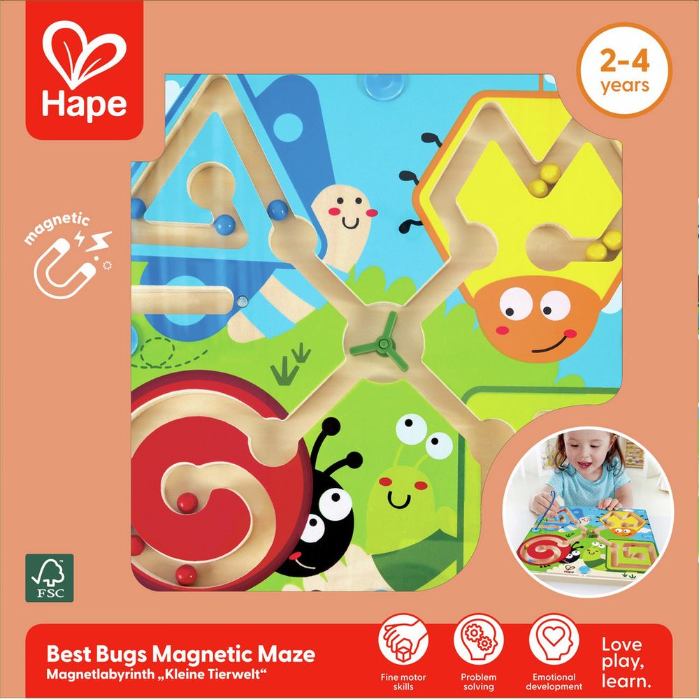 Hape Drvena magnetna tabla Best Bugs Magnetic Maze slika 6