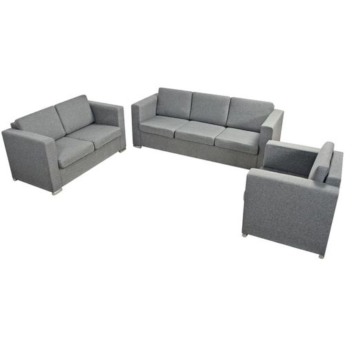 Trodijelni set sofa od tkanine svijetlosivi slika 15