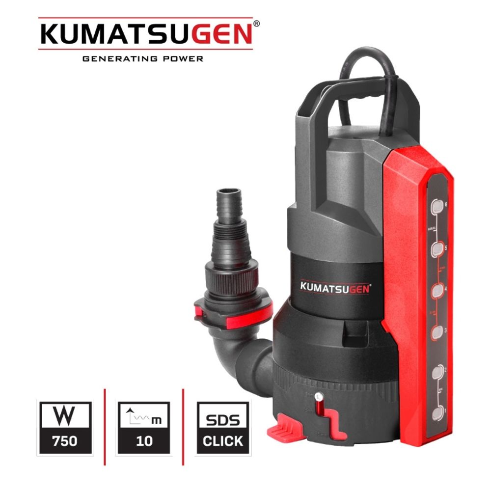 Kumatsugen KWP130 potopna pumpa za prljavu i čistu vodu 750W, 10m, 19000 L/H, podesivi plovak sa tajmerom slika 1
