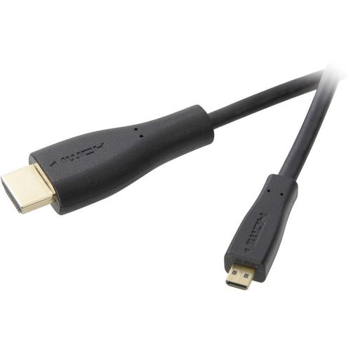 SpeaKa Professional HDMI priključni kabel HDMI A utikač, HDMI Micro D utikač 1.50 m crna SP-1300960 audio povratni kanal (arc), pozlaćeni kontakti HDMI kabel slika 1