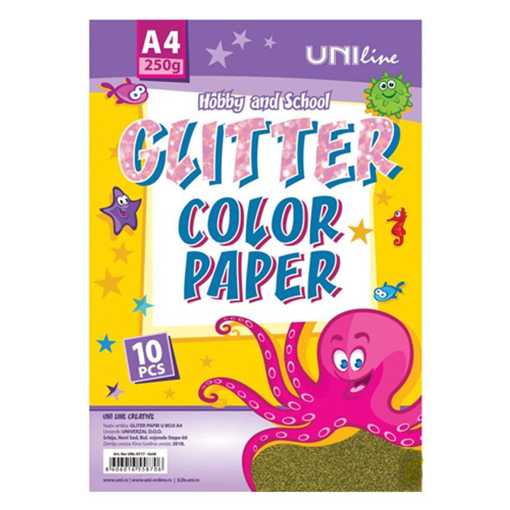 Octopus Papir gliter 250 g A4 UNL-0717 zlatni slika 1