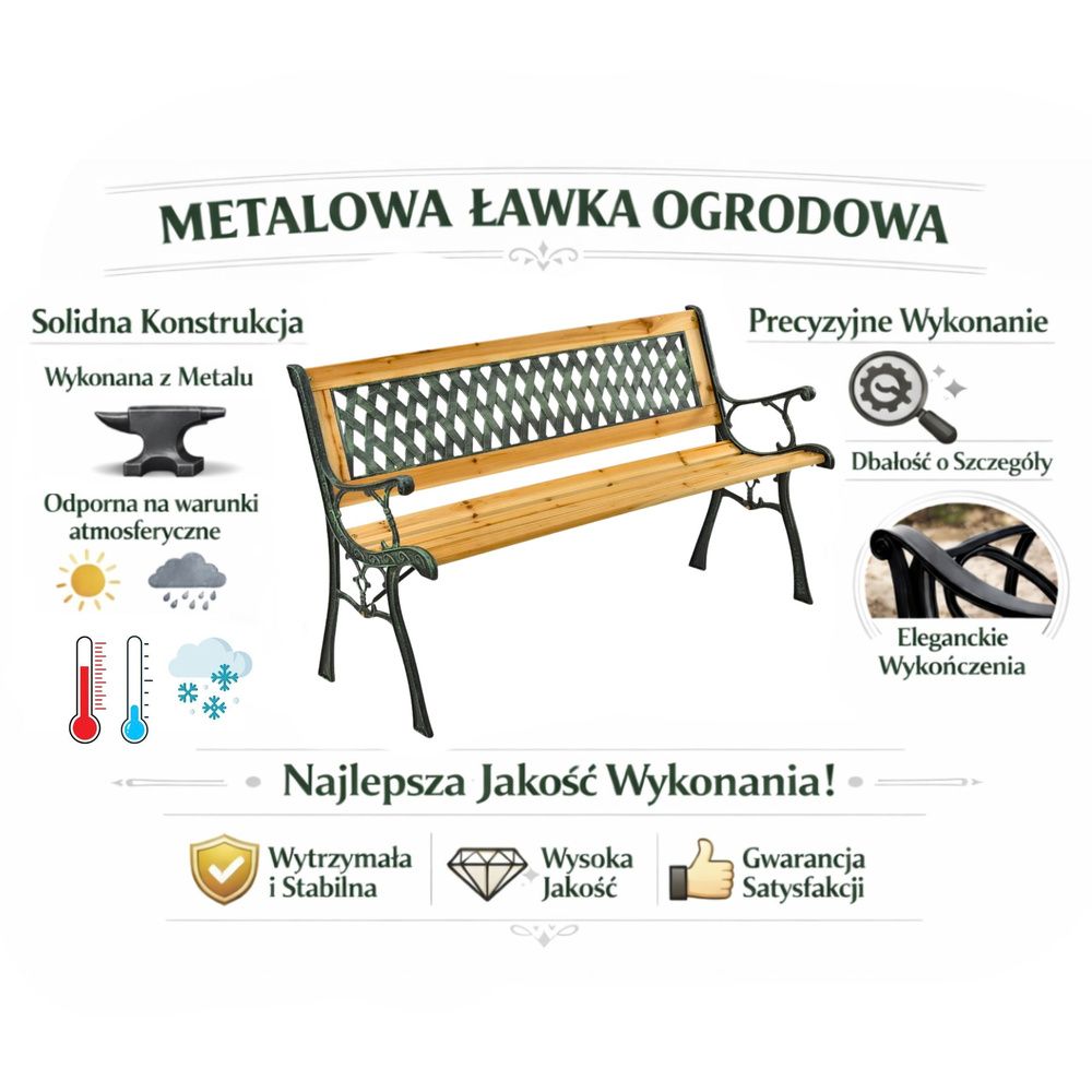 Drvena vrtna klupa Metalna vrtna klupa s naslonom slika 6