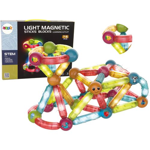 Set svjetlećih edukativnih magnetskih kockica - 76 elemenata slika 1
