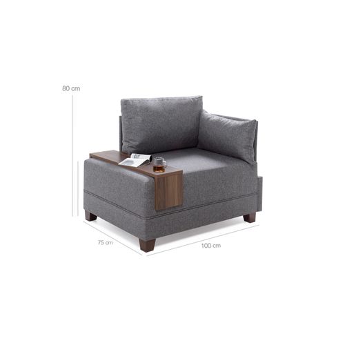 Atelier Del Sofa Sofa, Sivo, Fly Armchair Right - Grey slika 9