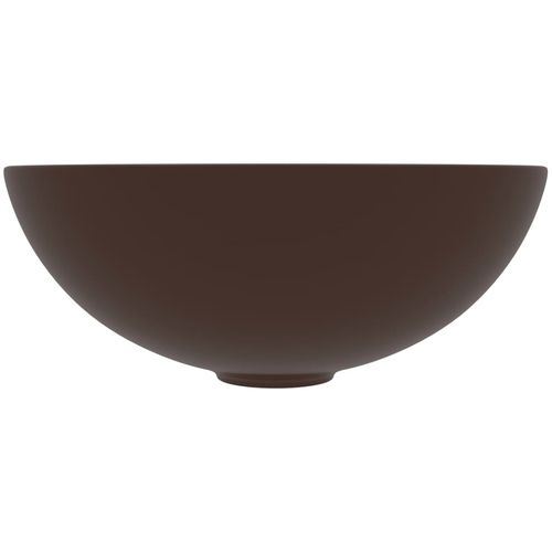 Kupaonski umivaonik od keramike tamnosmeđi okrugli slika 13