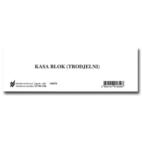 XII-13/A KASA BLOK (TRODJELNI); Blok 100 listova, 15 x 5 cm slika 1