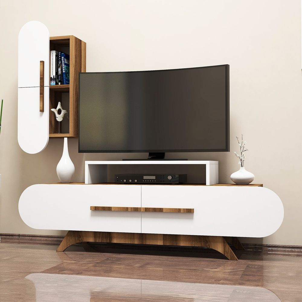 TV Komoda Rose S - boje orahovina i bijela slika 1