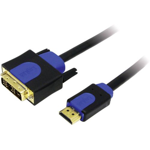 LogiLink DVI / HDMI adapterski kabel DVI-D 18+1-polni utikač, HDMI A utikač 3.00 m crna CHB3103 pozlaćeni kontakti, mogućnost vijčanog spajanja DVI kabel slika 1