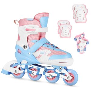Nils Extreme set LED rola s kacigom i štitnicima Moonbeam bijeli veličina L 39–42