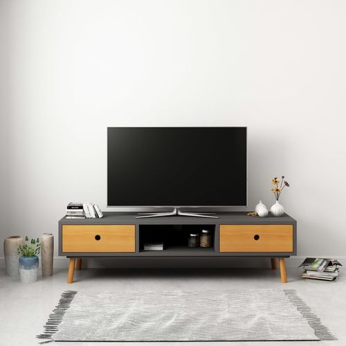 TV ormarić sivi 120 x 35 x 35 cm od masivne borovine slika 15