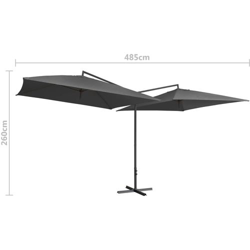 Dvostruki suncobran s čeličnom šipkom 250 x 250 cm antracit slika 23