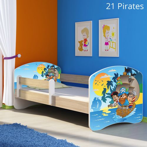 Dječji krevet ACMA s motivom, bočna sonoma 140x70 cm 21-pirates slika 1