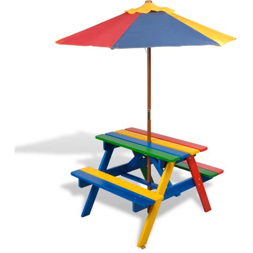 Dječji stol &amp; klupe za piknik sa suncobranom četiri boje slika 33
