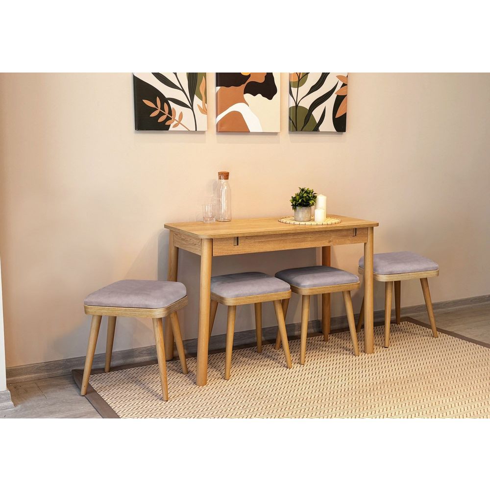 Vina Mini 05 0701 - Set Ekstenzibilnog Stola i Stolica u Soho Sivoj Boji (5 Komada) slika 3