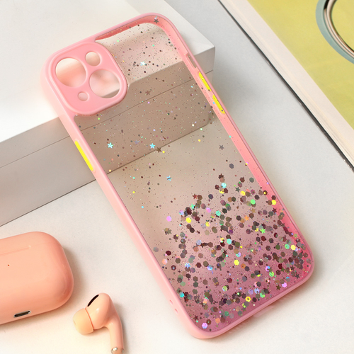 Maska Frame Glitter za iPhone 15 Plus 6.7 roze slika 1