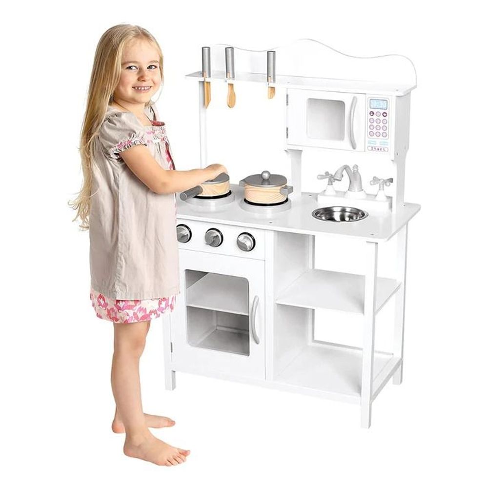 Kinder Home Dječija drvena kuhinja sa dodacima, Bijela slika 5