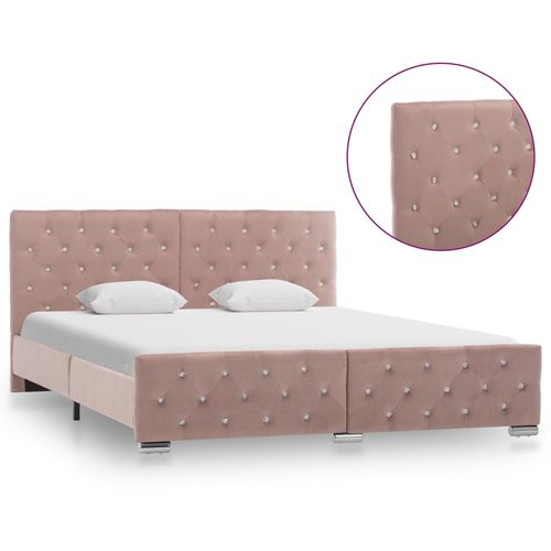 Okvir za krevet ružičasti baršunasti 160 x 200 cm slika 13