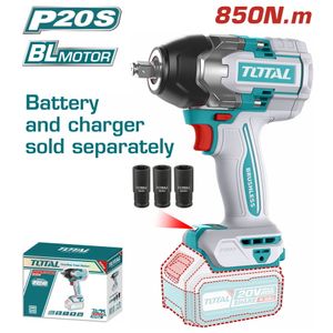 TOTAL BL-Litijum-jonski udarni odvijač 1/2",20v, 850Nm,tri brzine, SOLO TIWLI20851