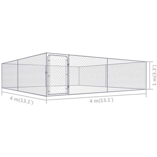 Vanjski kavez za pse od pocinčanog čelika 4 x 4 x 1 m slika 21