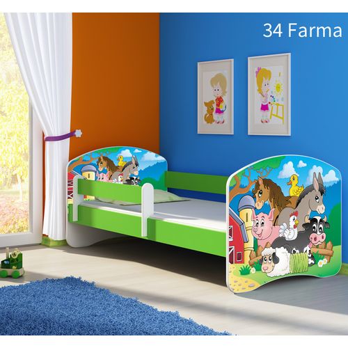Dječji krevet ACMA s motivom, bočna zelena 160x80 cm 34-farm slika 1