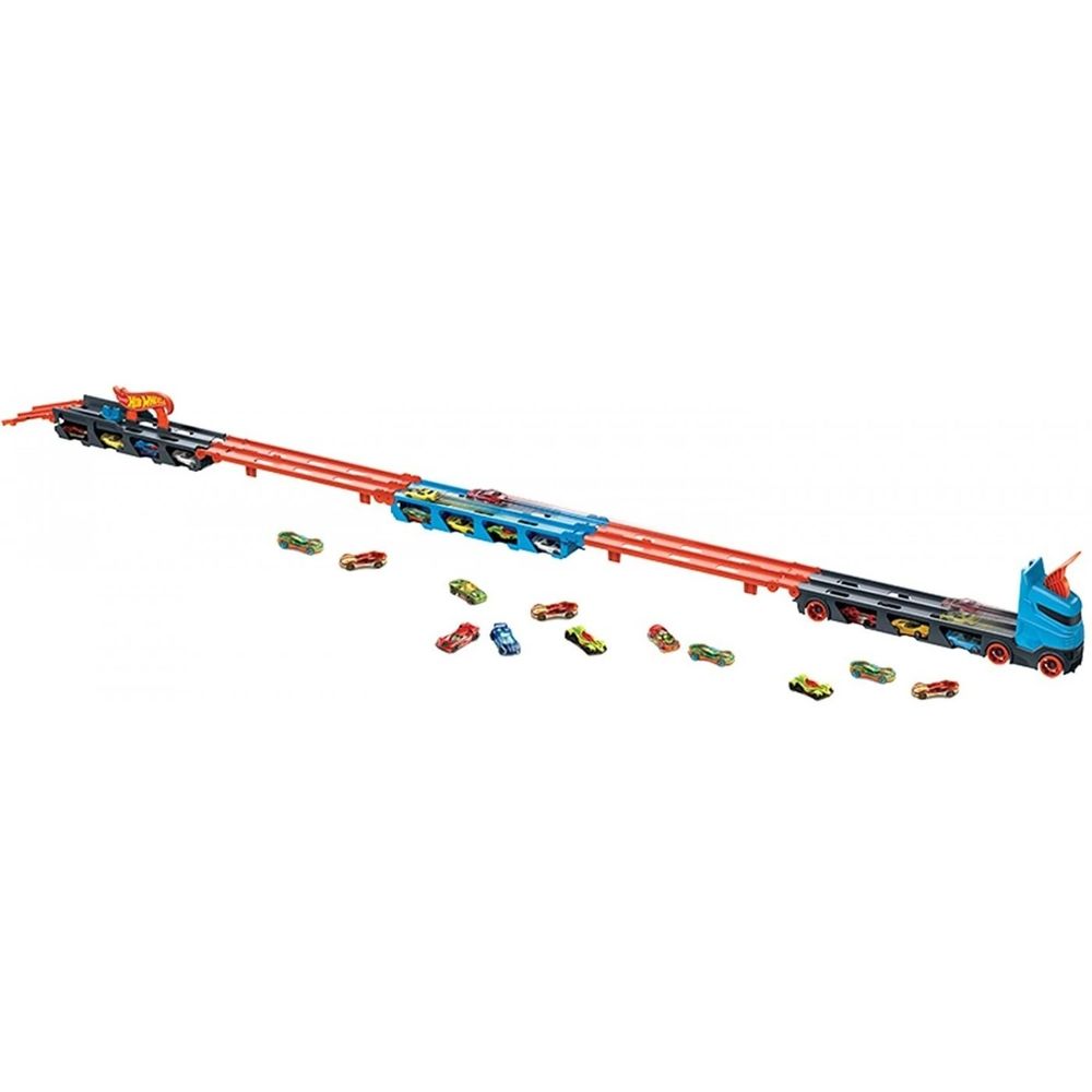 Hot Wheels City Speedway Hauler - Kamion staza sa tri autića slika 4