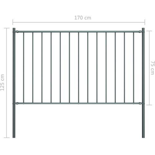 Panel za ogradu sa stupovima čelični 1,7 x 0,75 m antracit slika 4