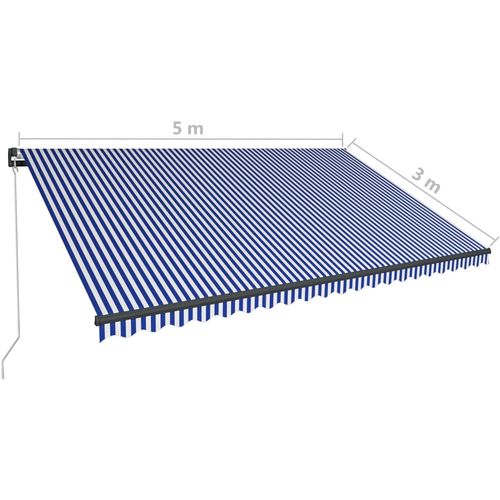 Tenda na ručno uvlačenje 500 x 300 cm plavo-bijela slika 6