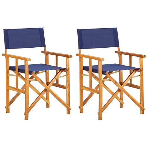 Redateljske stolice 2 kom od masivnog bagremovog drva plave slika 11