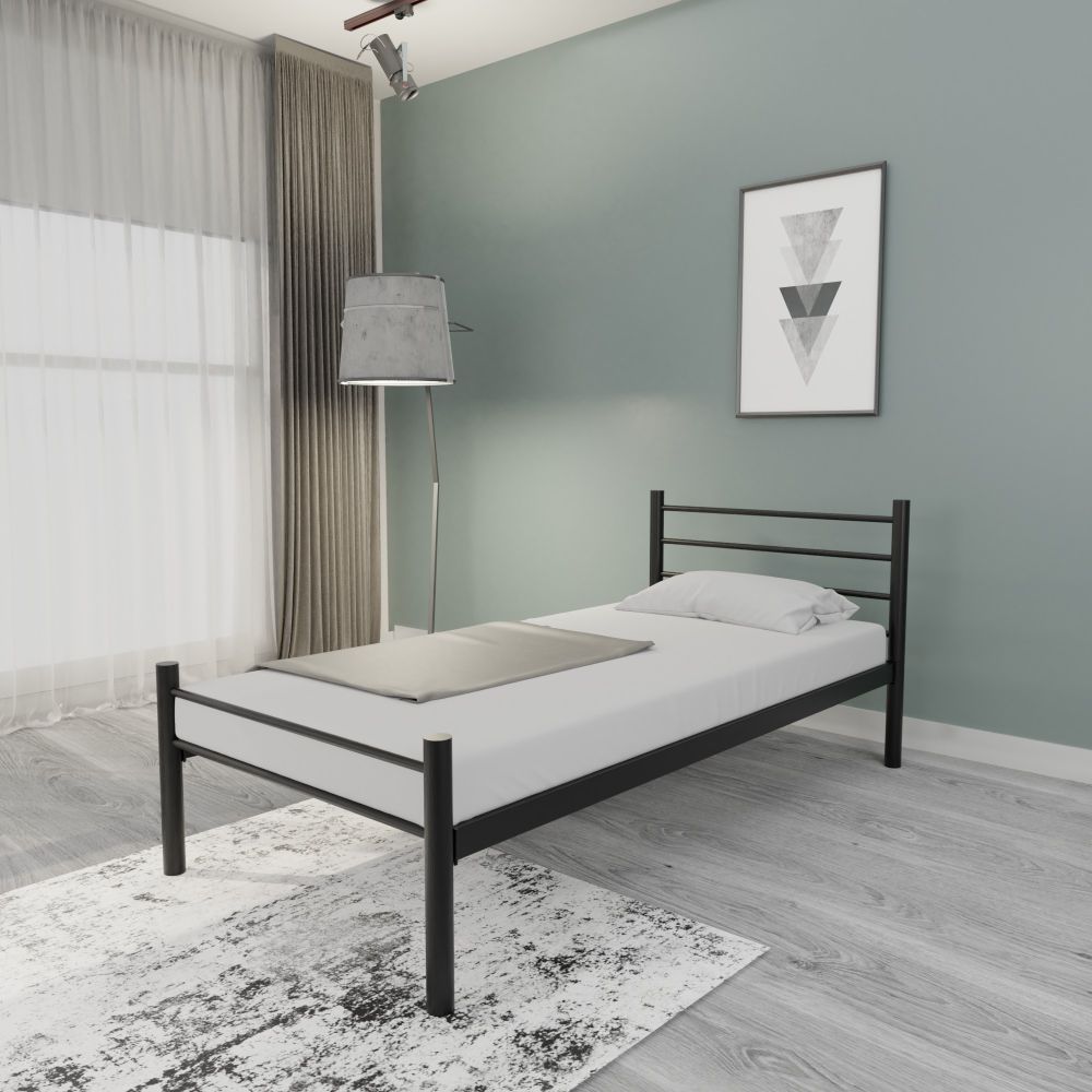 Krevet K10 - Crni (90 x 200 cm) jednostruki metalni okvir - izložbeni artikl (oštećenja ambalaža) slika 1
