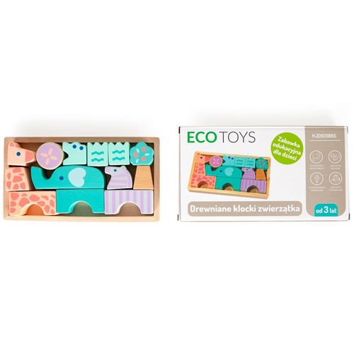 ECO TOYS Drvene kocke na podlozi životinje slika 4