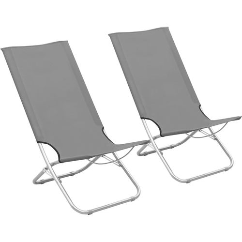 Sklopive stolice za plažu od tkanine 2 kom sive slika 9