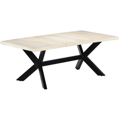 Blagovaonski stol bijeli 200x100x75 cm od masivnog drva manga slika 30
