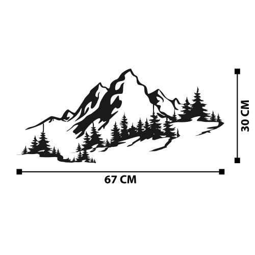 Wallity Mountain 3 Crni Dekorativni Metalni Zidni Ukras slika 7